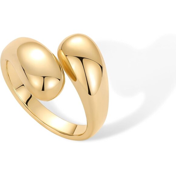 Women 14K Gold Plated Chunky Open Twist Stackable Bold Crossover  Rings - Picture 5 of 6